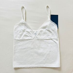 BNWT Brandy Melville/John Galt lace light/baby blue heart amara tank